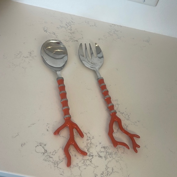 Pottery Barn Accents Pottery Barn Coral Serving Spoons Poshmark